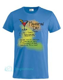 Magliettami T-shirt Cocktail Manhattan Celeste